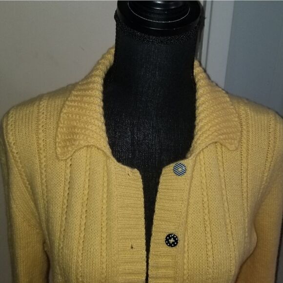Vintage yellow cardigan crochet no tag - Picture 5 of 12